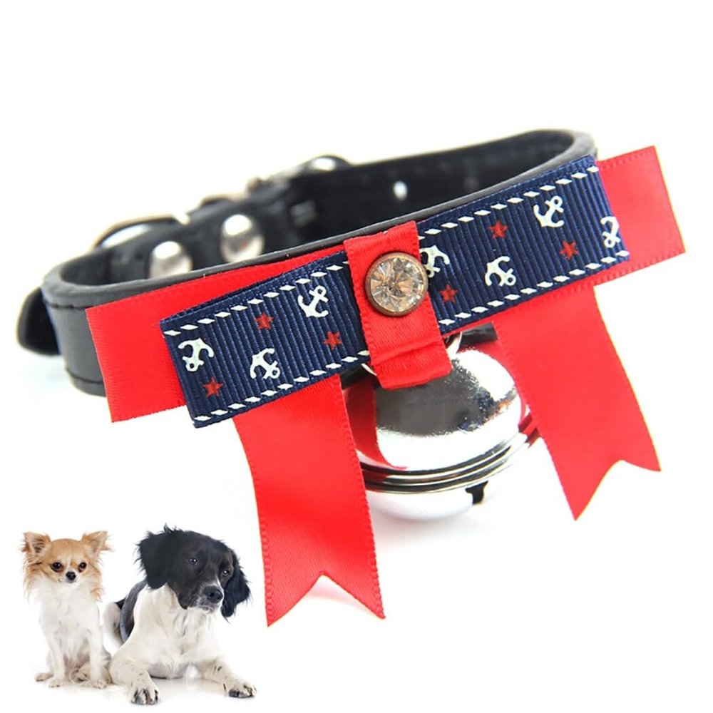 Stylish Dog Collar with Bow Tie and Bell