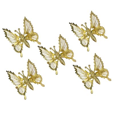 HAKIDZEL 5-Piece Gold-Tone Iron Butterfly Hair Clips