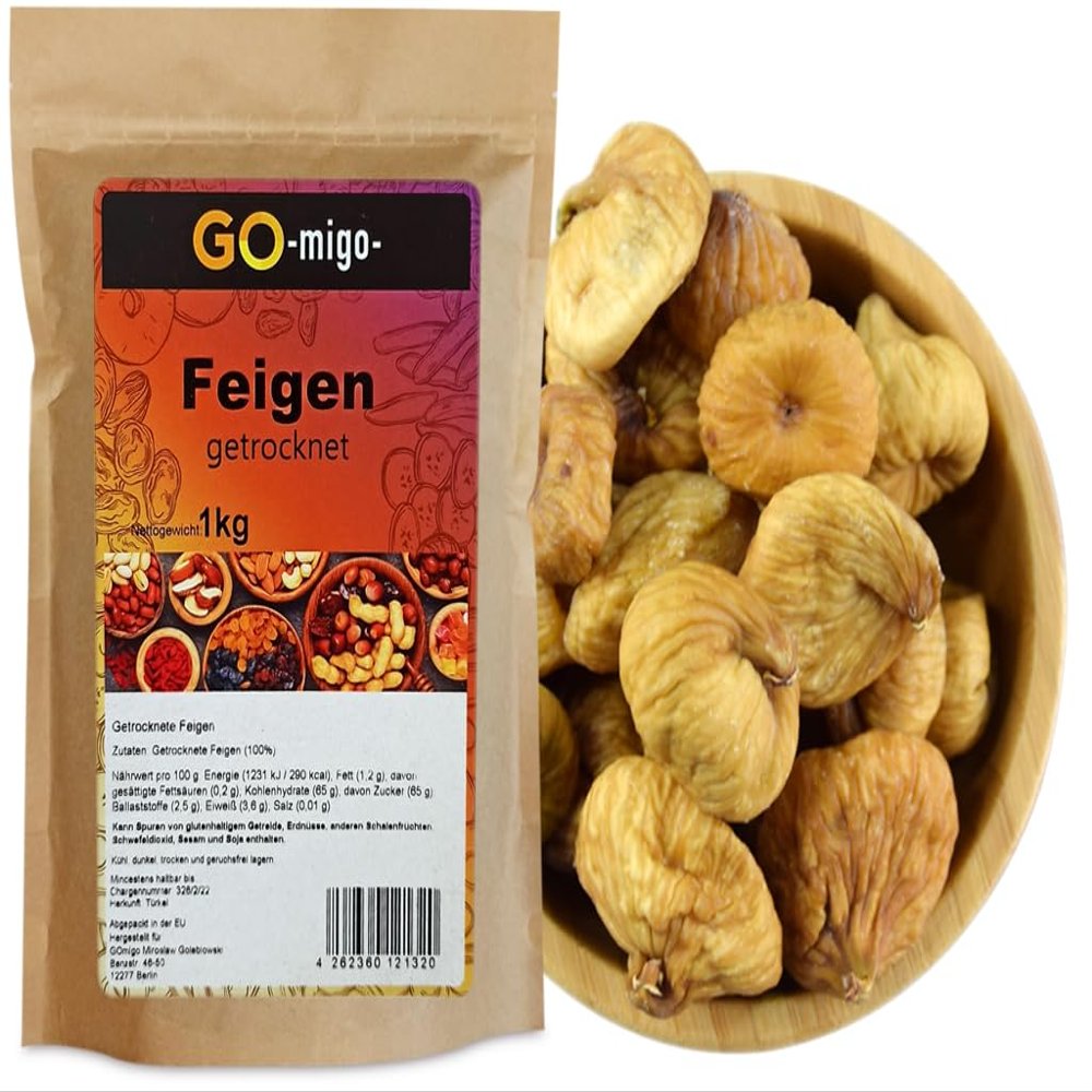1 kg Whole Dried Figs, Unsweetened and Unsulfured