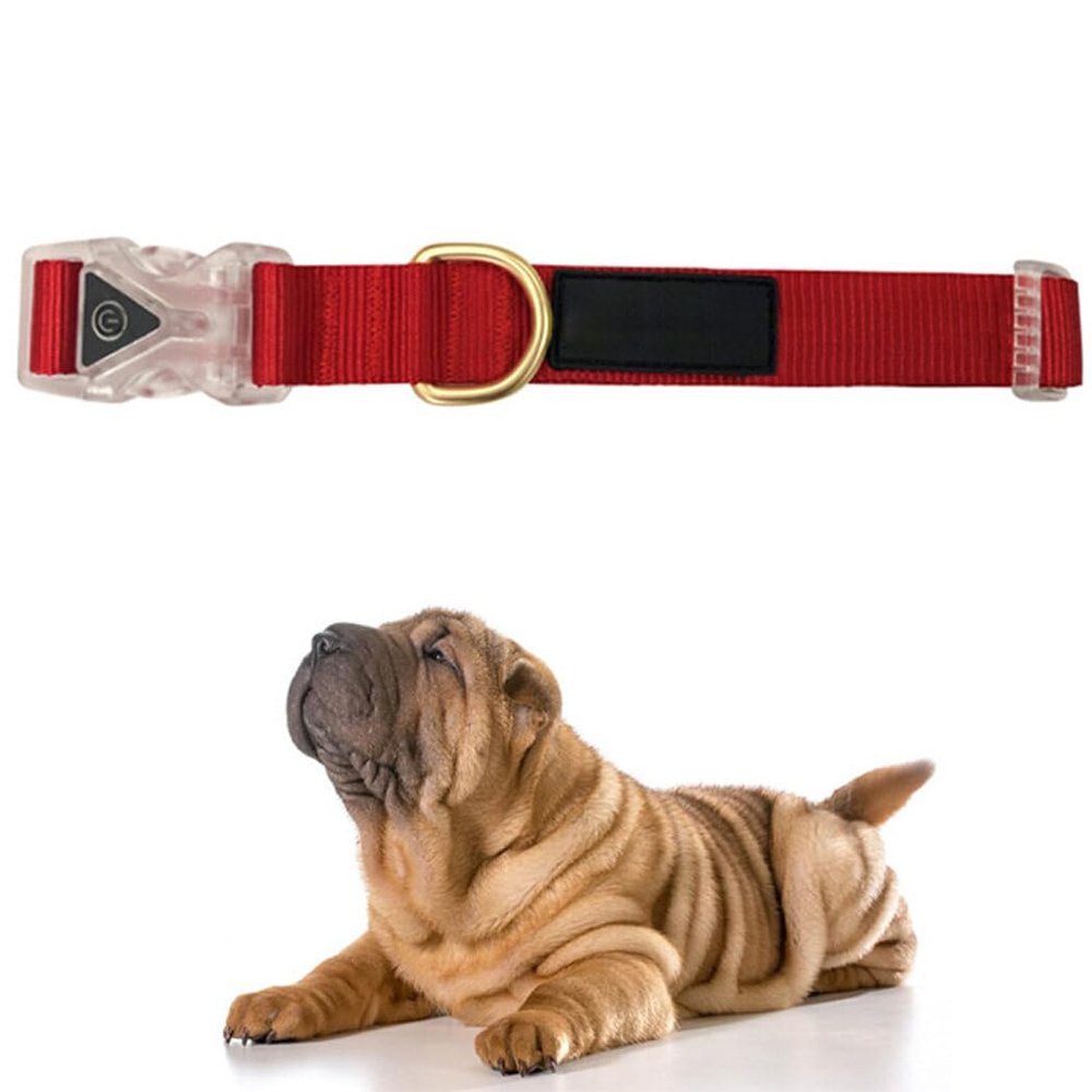 Adjustable Nylon Dog Collar with Quick-Release Buckle, Soft Lighting, and Classic Durable Design