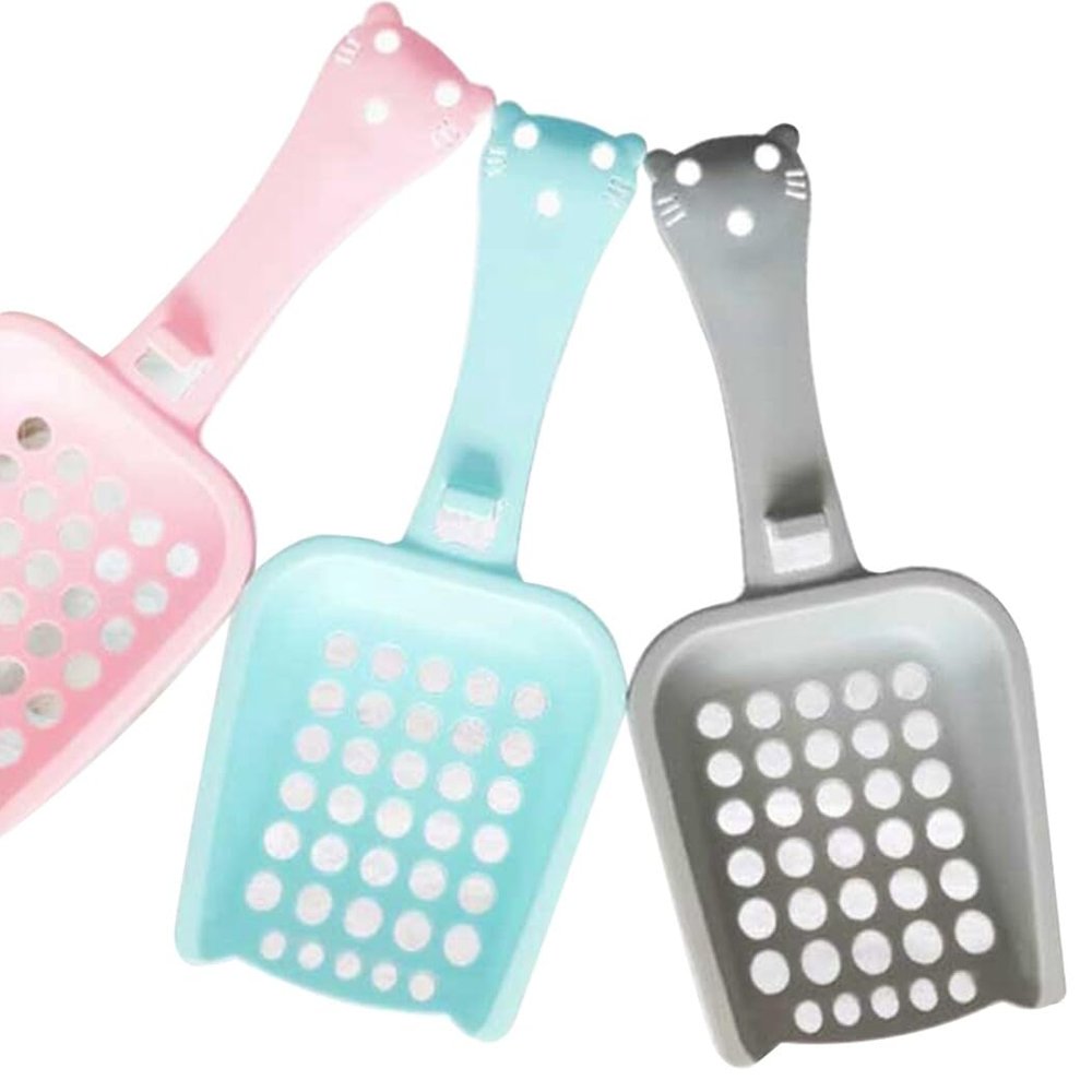OLACD Cat Litter Scoop Set, 3-Piece, Durable Plastic, Slotted Design