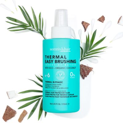 somnis&hair Natural Heat Protection Spray - Detangler and Softener - Moisture and Protection from Heat, UV Rays and Saltwater - Sulfate- and Paraben-Free - Vegan - 250 ml