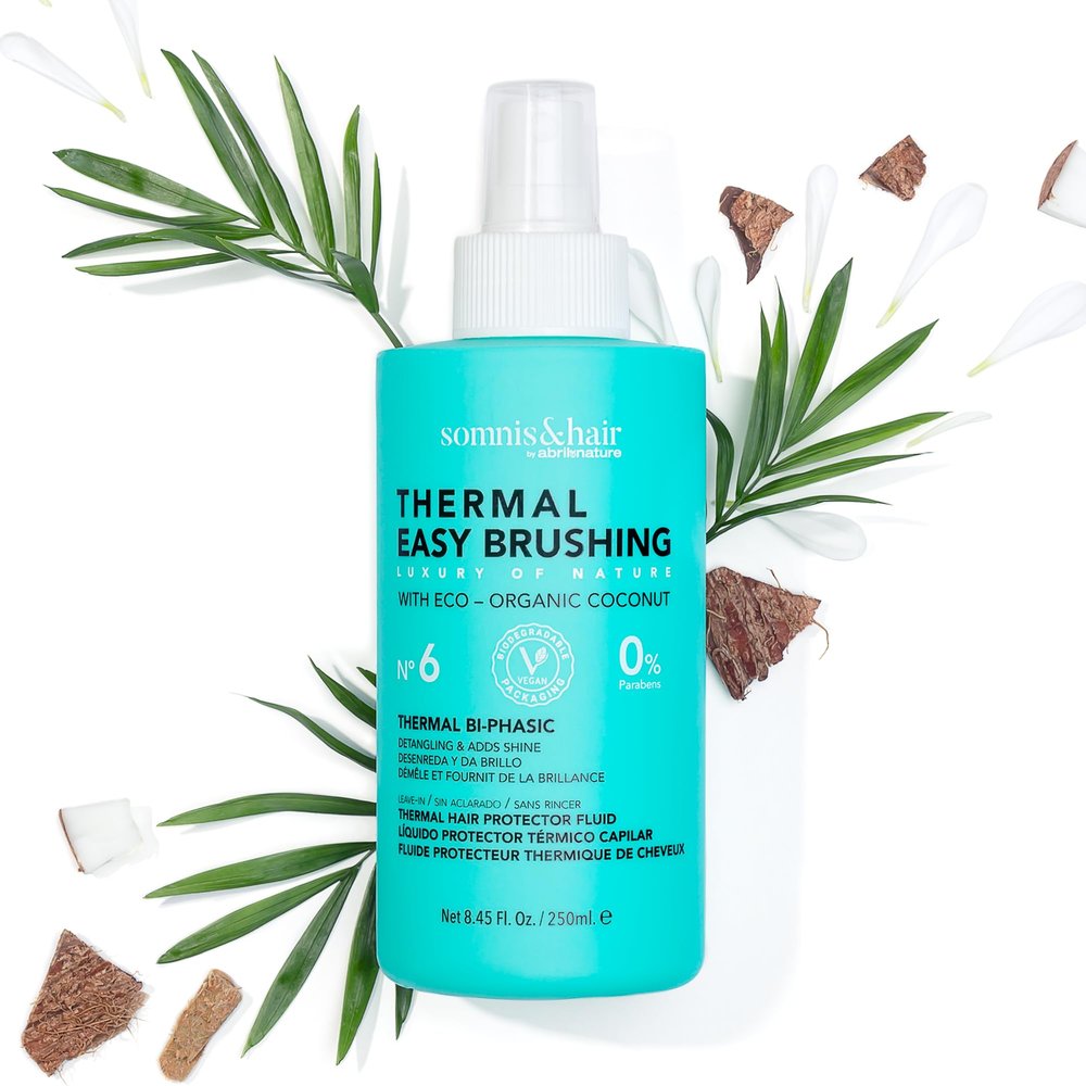somnis&hair Natural Heat Protection Spray - Detangler and Softener - Moisture and Protection from Heat, UV Rays and Saltwater - Sulfate- and Paraben-Free - Vegan - 250 ml