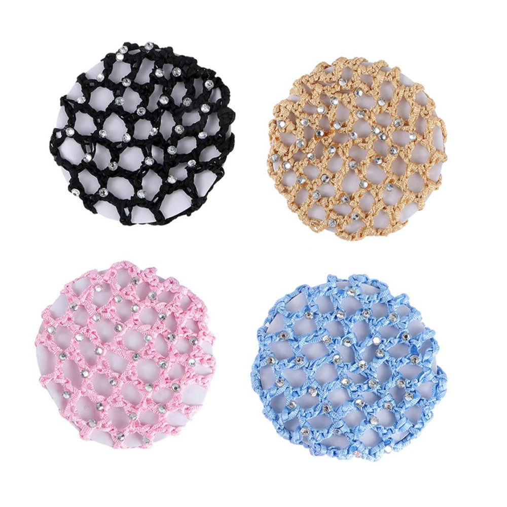 Housoutil Elastic Hair Nets, 4-Piece Polyester Set, Handmade and Lightweight, for Secure Hold at Everyday Events and Weddings