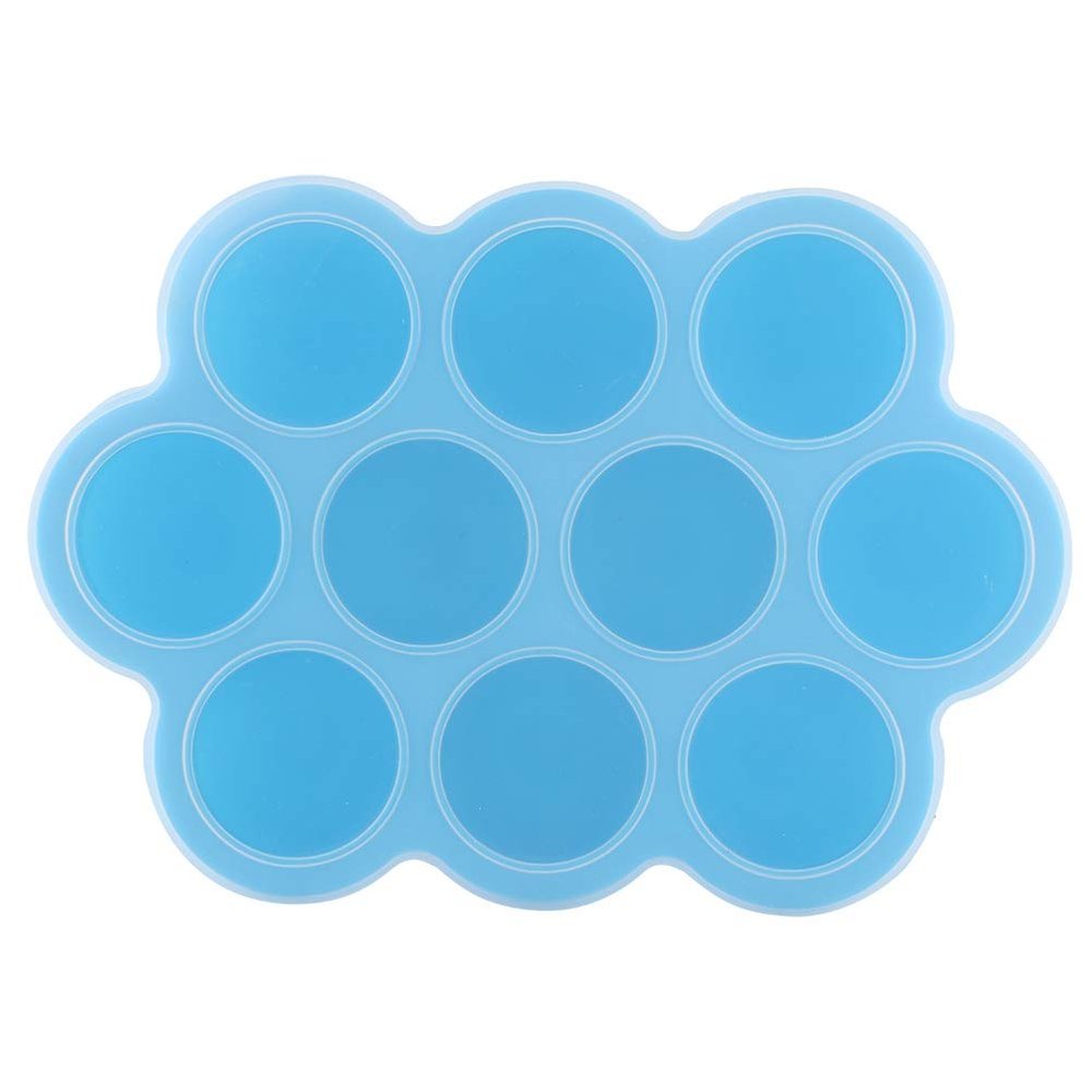Gsycle Silicone Soup Freezer Tray with Lid, 10 Compartments, Blue