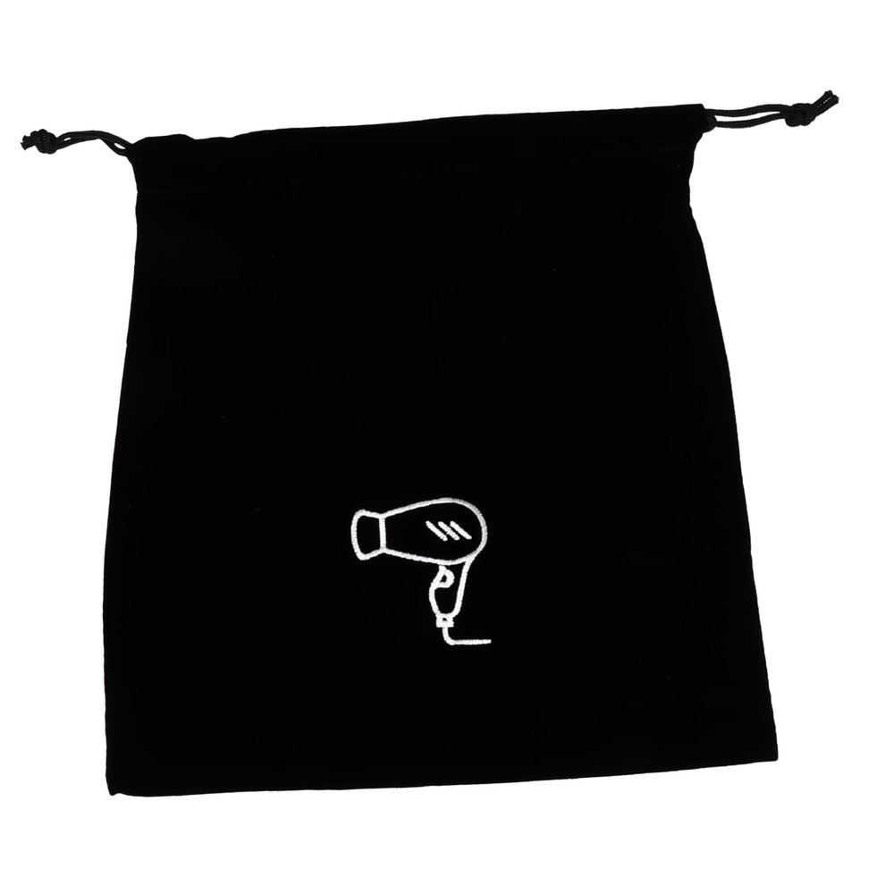 DOITOOL 12-Piece Black Flannel Hair Dryer Storage Bags with Drawstrings