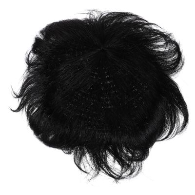 DOITOOL 2-Piece Men's Real Hair Toupee for Bald Heads, Invisible Natural Look, Anti-Slip, Black
