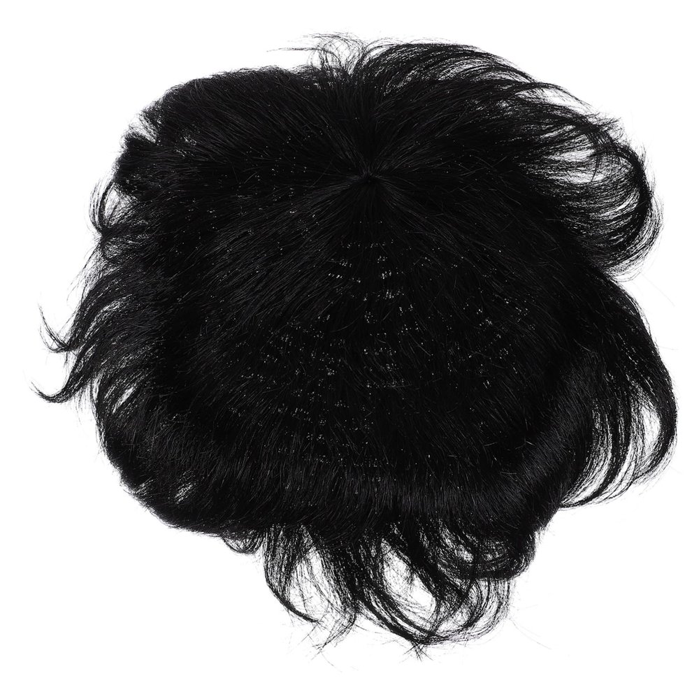 DOITOOL 2-Piece Men's Real Hair Toupee for Bald Heads, Invisible Natural Look, Anti-Slip, Black