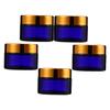 50 g Blue Glass Cosmetic Jars with Flat Lids, 5-Piece Set view 1
