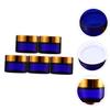 50 g Blue Glass Cosmetic Jars with Flat Lids, 5-Piece Set view 3