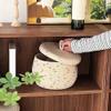 Cosmin Small Round Woven Storage Basket with Lid view 3