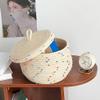 Cosmin Small Round Woven Storage Basket with Lid view 4