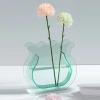 Aquarium Vase, Transparent Acrylic Flower Vase, Modern Minimalist Small Fish Bowl for Home, Office, and Dorm (Transparent Green) view 2
