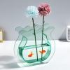 Aquarium Vase, Transparent Acrylic Flower Vase, Modern Minimalist Small Fish Bowl for Home, Office, and Dorm (Transparent Green) view 3