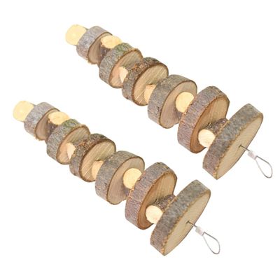 Angoily Safe Durable Wooden Chew Toy for Hamsters - 2 Pack