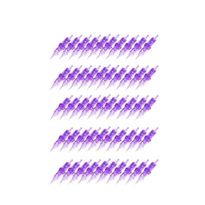 WuDzhi 50-Piece Tattoo Cartridge Needles #10 Standard Round Shader 3RS 5RS 7RS 9RS 11RS for Rotary Tattoo Machines (Color: Purple, Size: 50PCS 1007RS)