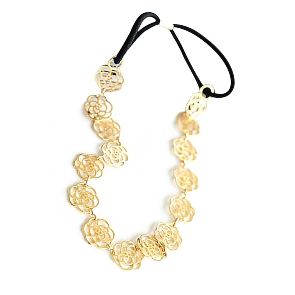 Gold-Tone Alloy Hollow Rose Headband