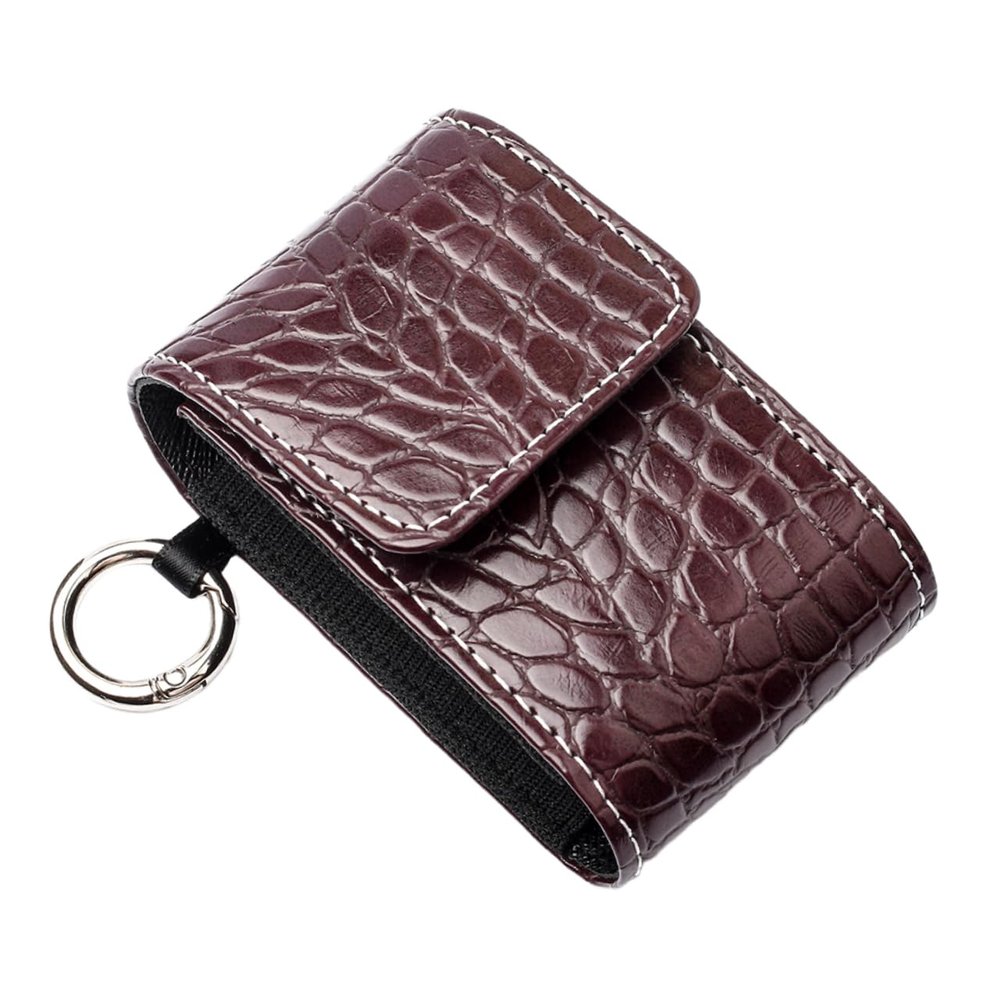 Blood Oxygen Monitor Case, Brown Leather Protective Cover with Hook