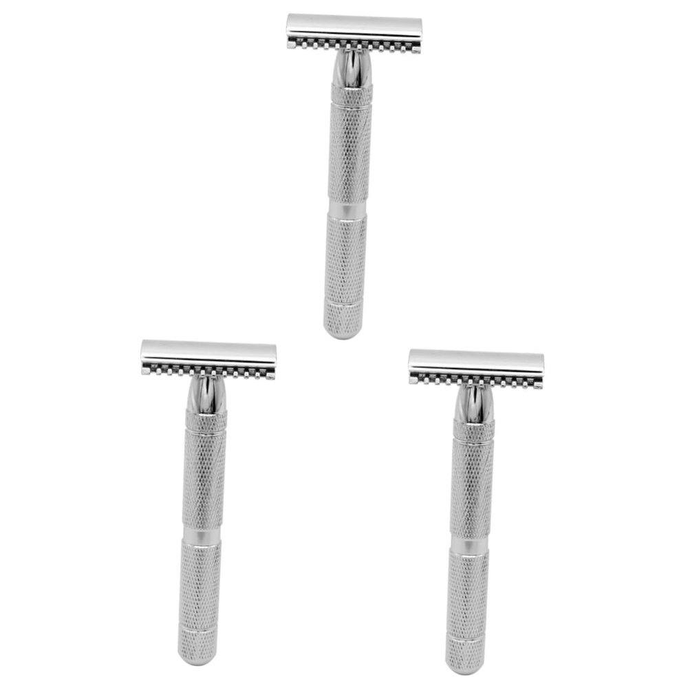 minkissy 3-Piece Double-Edge Safety Razor Men's Shaving System with Textured Handle for Gentle, Precise Shaving, Professional Home Use