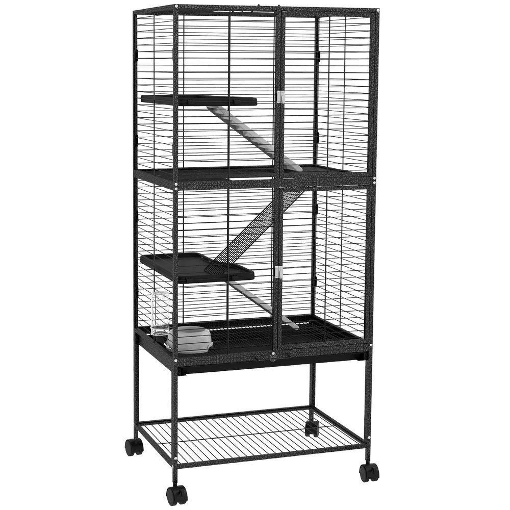PawHut Ferret Cage for Chinchillas/Squirrels, 136 cm High, Gray