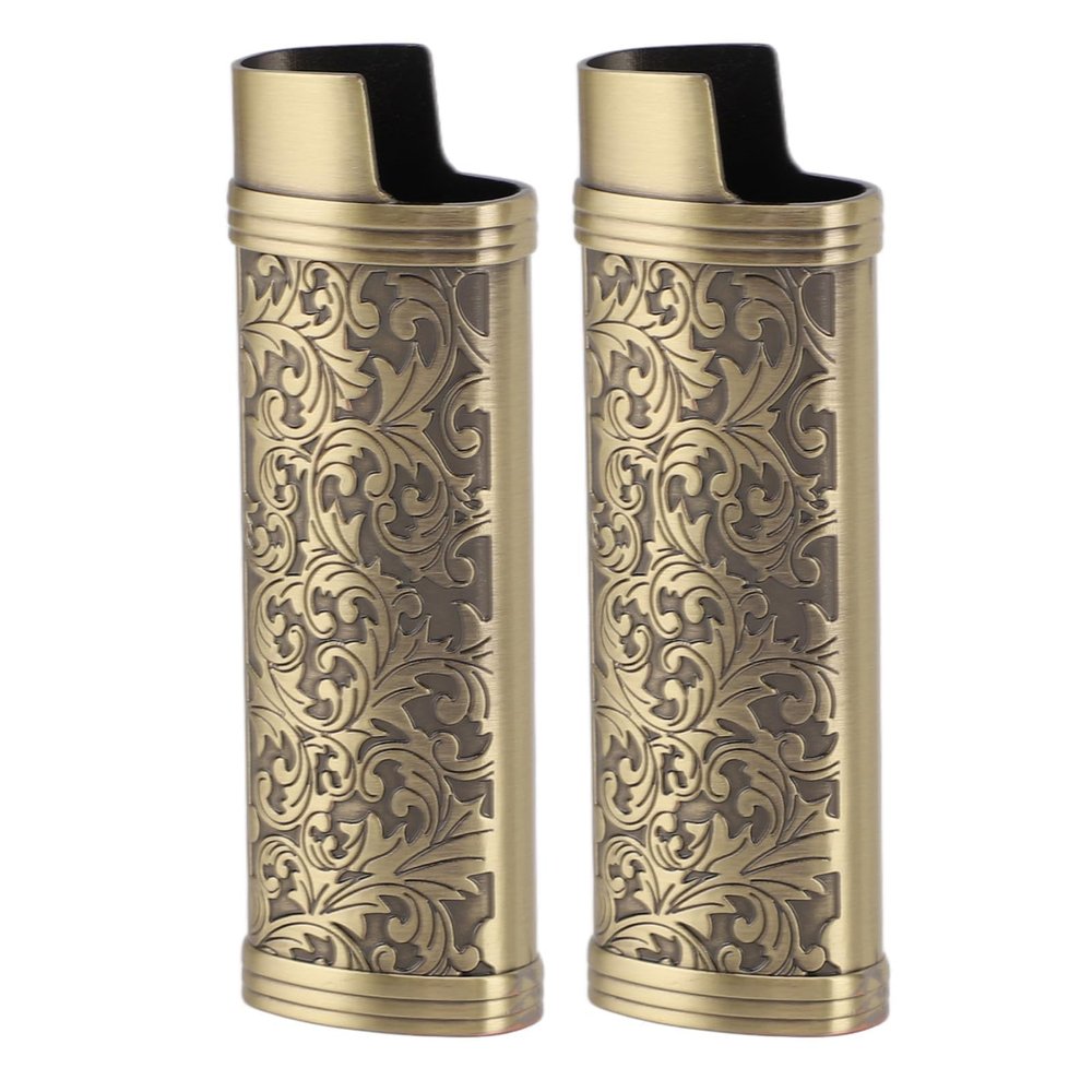 Vintage Bronze Zinc Alloy Lighter Cases, 2-Pack