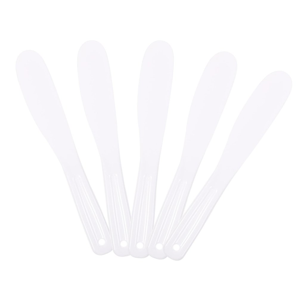 5-Piece Silicone Face Mask Spatulas, White, for Skincare