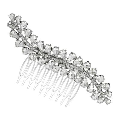 Silver Alloy Teardrop Hair Comb for Brides