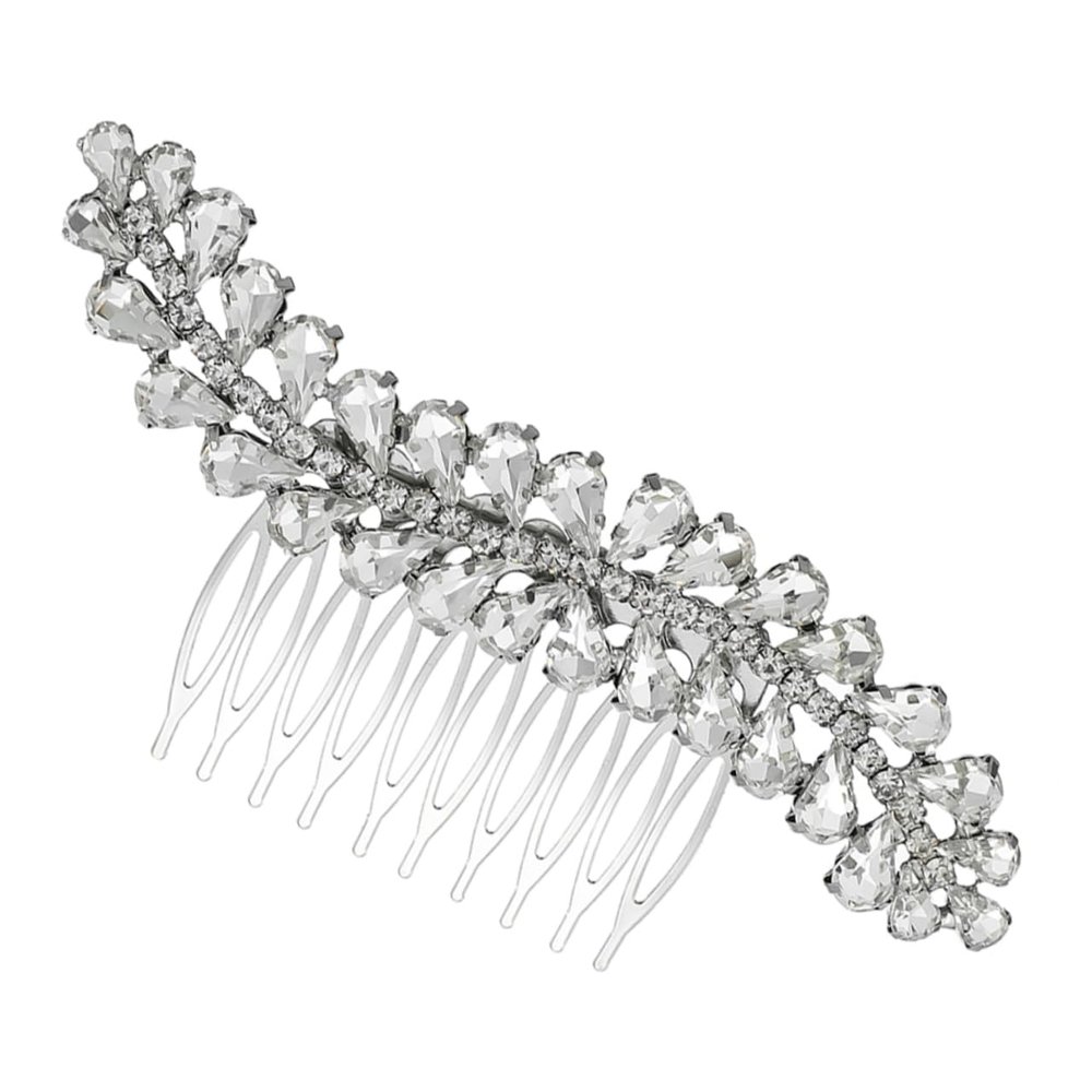 Silver Alloy Teardrop Hair Comb for Brides