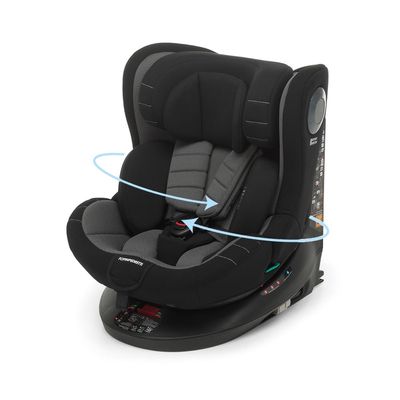 Foppapedretti FP360 Quick i-Size 360° Rotating Car Seat, 40–150 cm, 0–12 Years, ECE R129, ISOFIX or Seat Belt, Safe Body Protection, Black