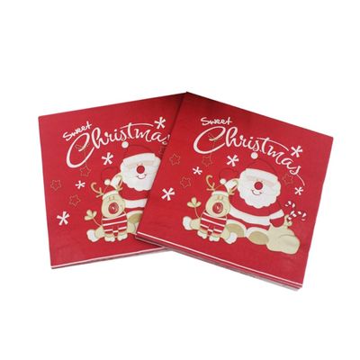HAPINARY 20-Piece Printed Christmas Napkins with Santa and Reindeer Motifs