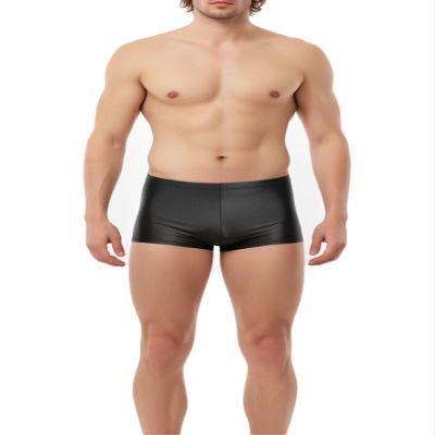 ML-Sport24 Men's Wetlook Shorty with Butt-Contour Seam, Glossy Stretch, 80% Polyamide/20% Elastane, L, Royal Blue