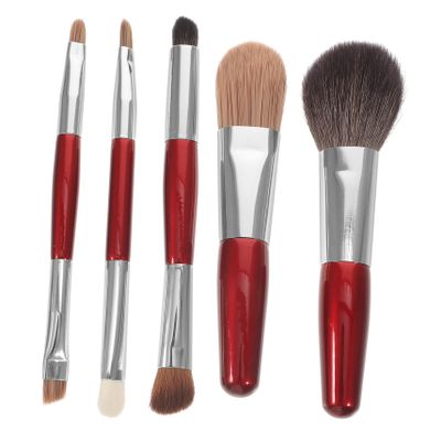 Small Makeup Brush Set, 5-Piece, Double-Sided, with Pouch