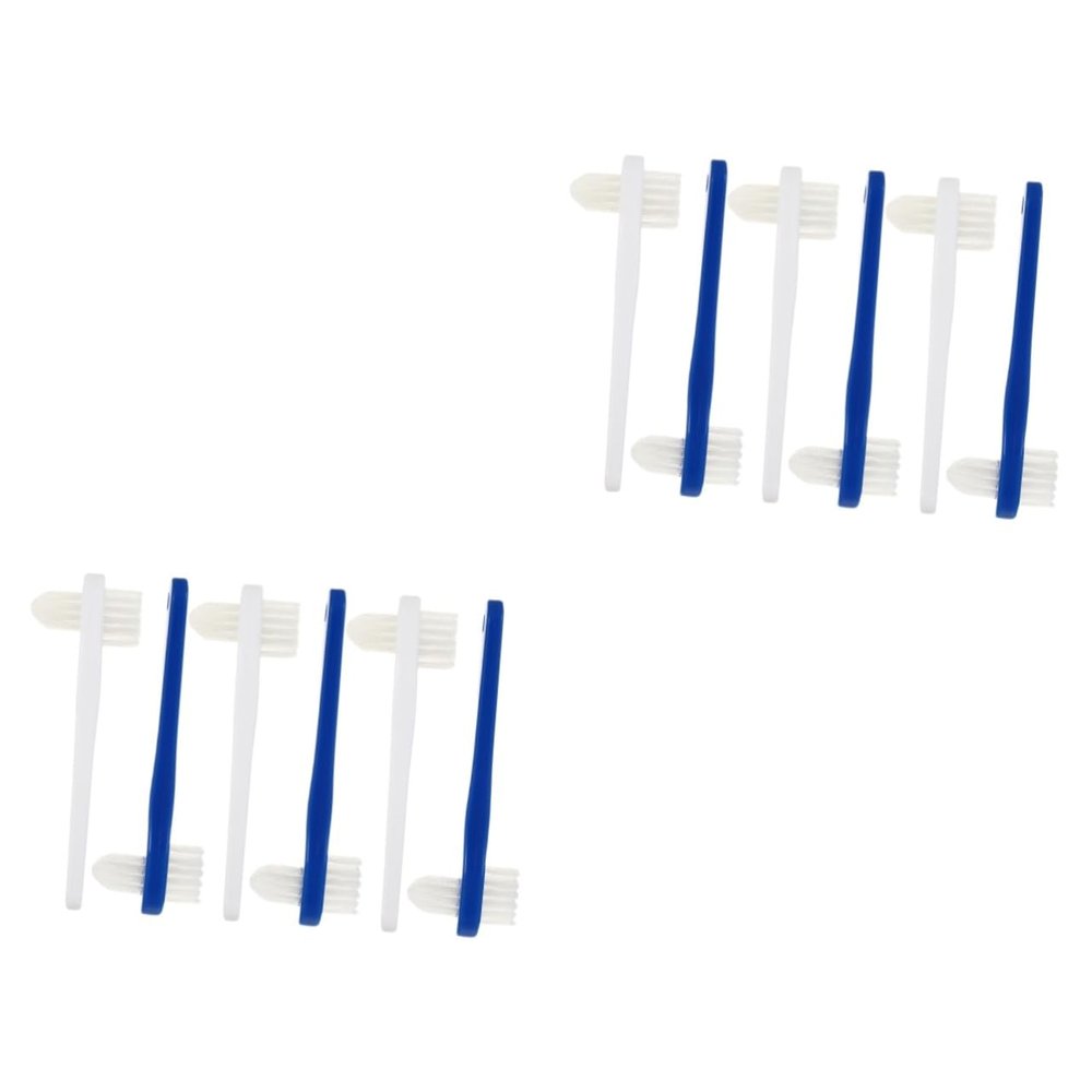 PartyKindom 12-Piece Denture Brushes for Adults, Small Double-Sided Brushes for Effective Denture Cleaning, Ergonomic Handle for Home and Travel