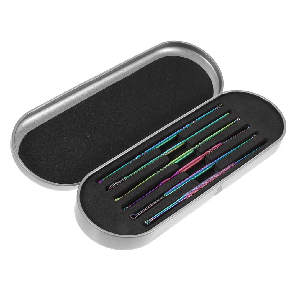 PartyKindom Stainless Steel Ear Cleaning Spoon Set, 6-Piece, Spiral Design