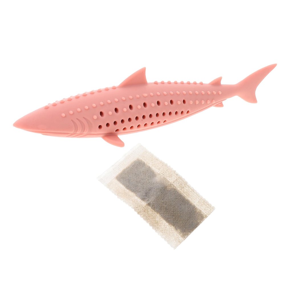 Pink Silicone Fish Cat Toy with Catnip
