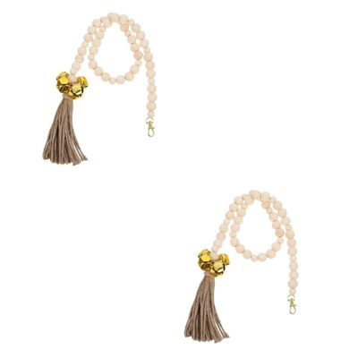 Beavorty 2-Piece Dog Doorbells with Wooden Beads for Training and Walk Signals