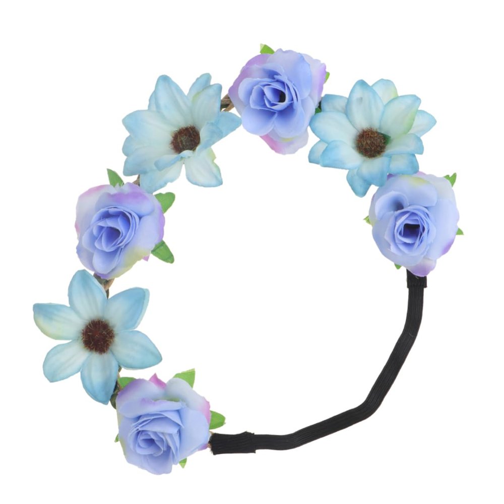 Blue Fabric Rose Flower Crown Headband