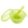 Bumkins Silicone First Feeding Set with Suction Base, Lid & Spoon, Jelly Green view 1