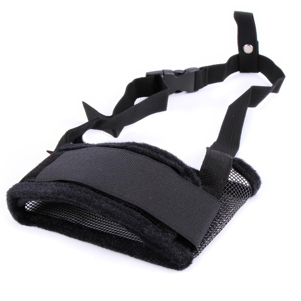 RTRTGS Nylon Dog Muzzle, Adjustable Loop, Breathable, Secure Fit for Small to Medium Dogs, Prevents Biting, Chewing, and Barking (L, Black)