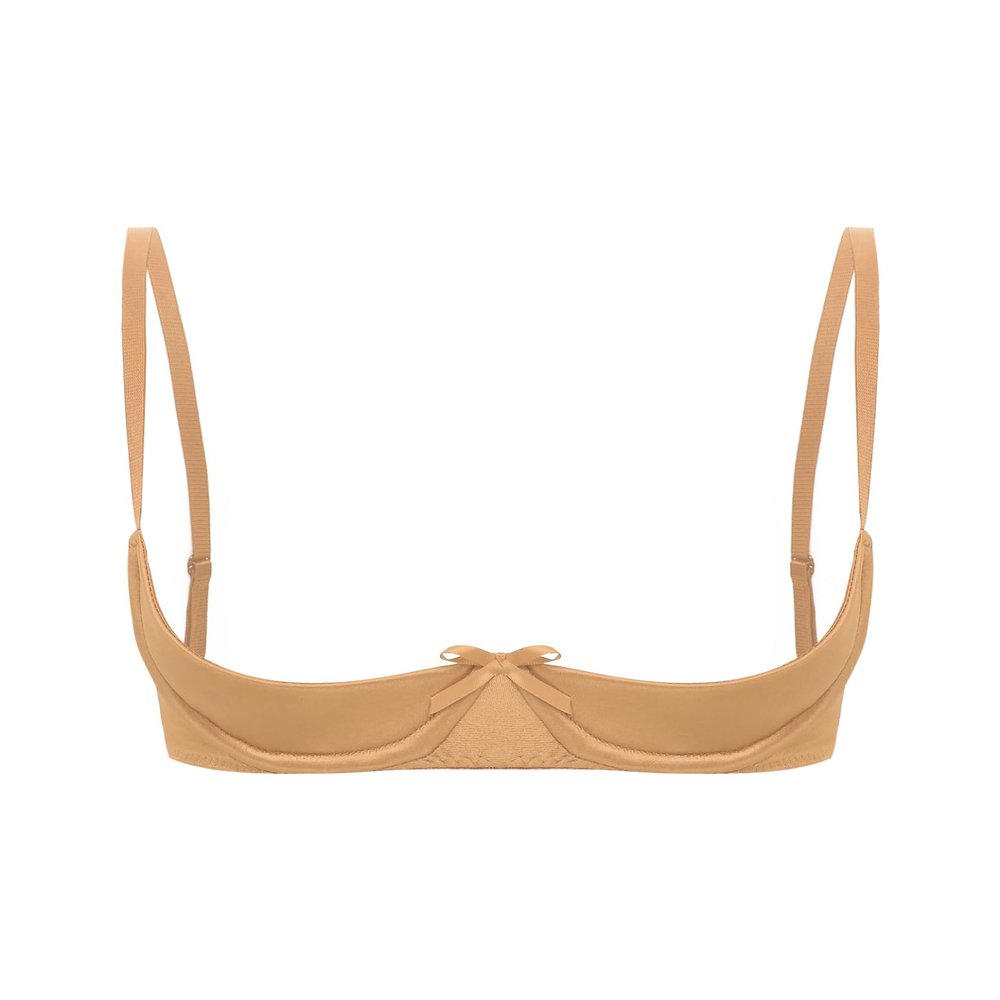 Manyakai Women's Transparent Lace Open-Bust Bra