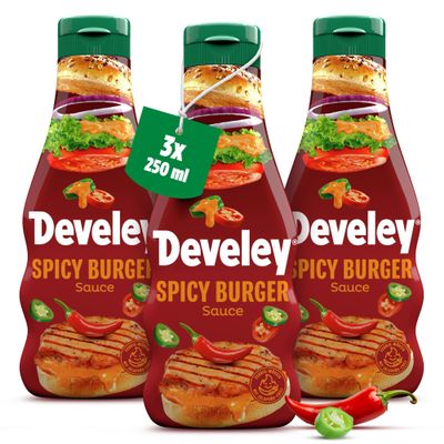 Develey Spicy Burger Sauce, 3 x 250 ml Squeeze Bottles