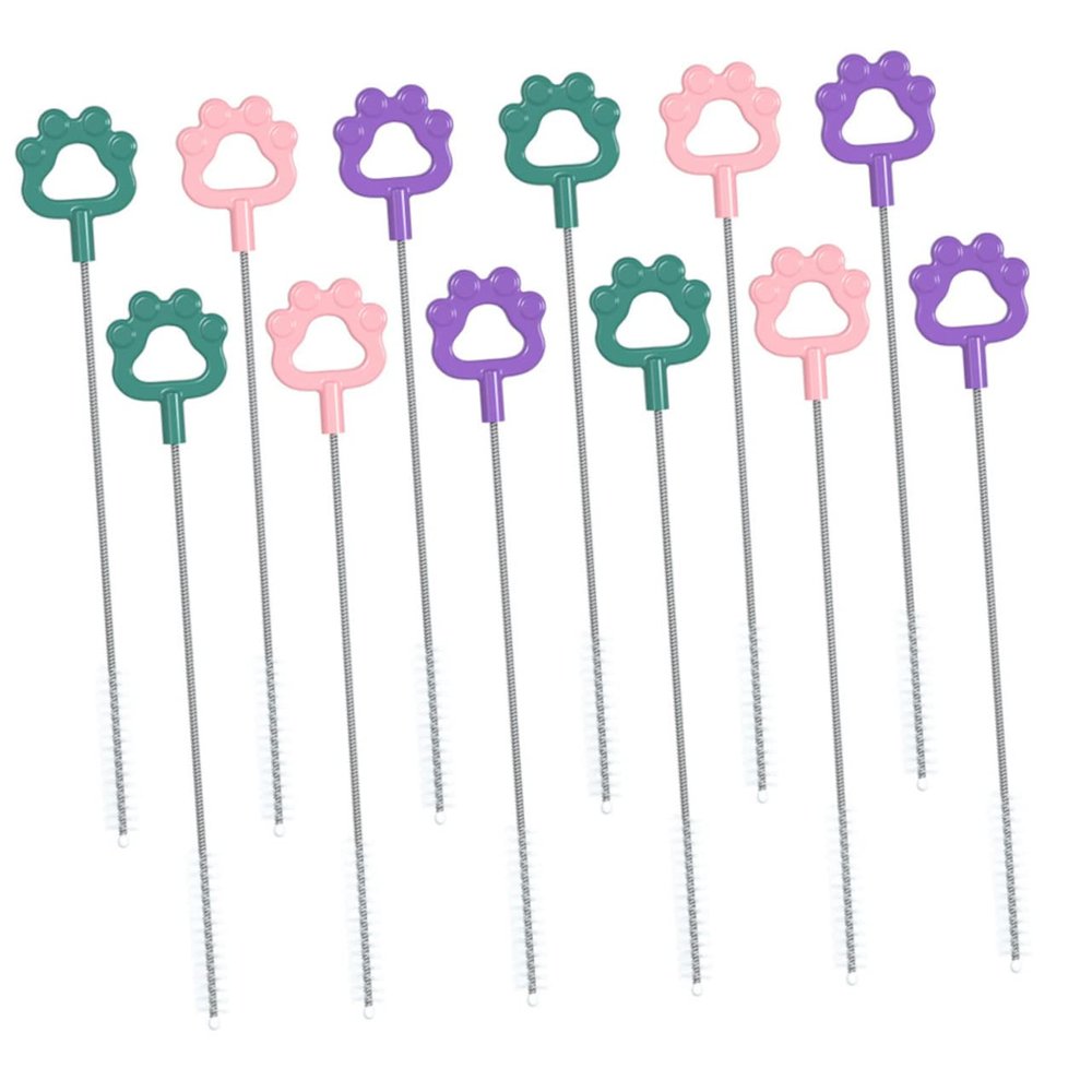 Reusable Stainless Steel and Silicone Straw Cleaning Brushes
