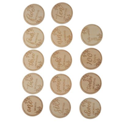 Wooden Baby Milestone Cards, 12-Piece Set for Newborns, Photo Props