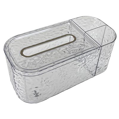 Rectangular Tissue Box Holder with Side Compartment and Lid