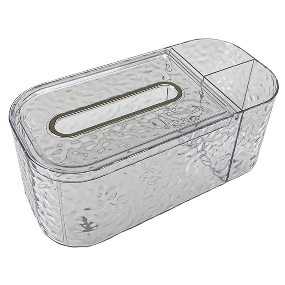 Rectangular Tissue Box Holder with Side Compartment and Lid