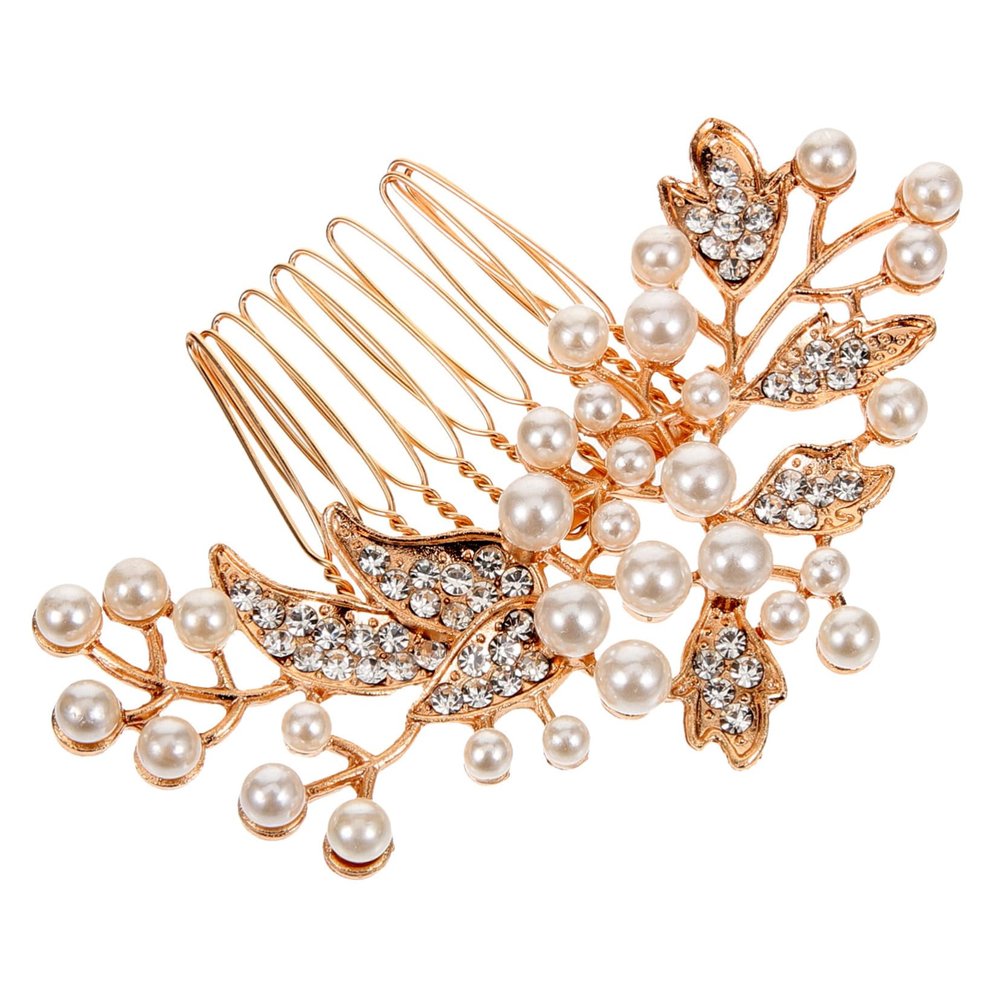 Pearl and Rhinestone Alloy Side Hair Comb for Women