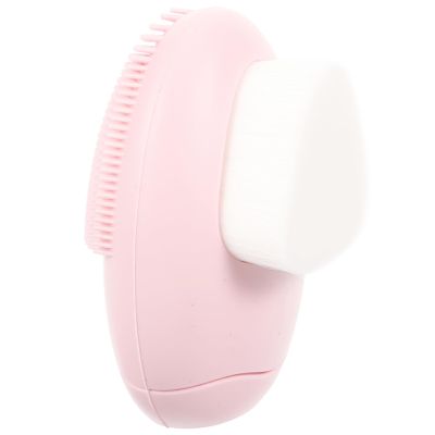 Double-Sided Manual Facial Cleansing Brush, Pink Silicone