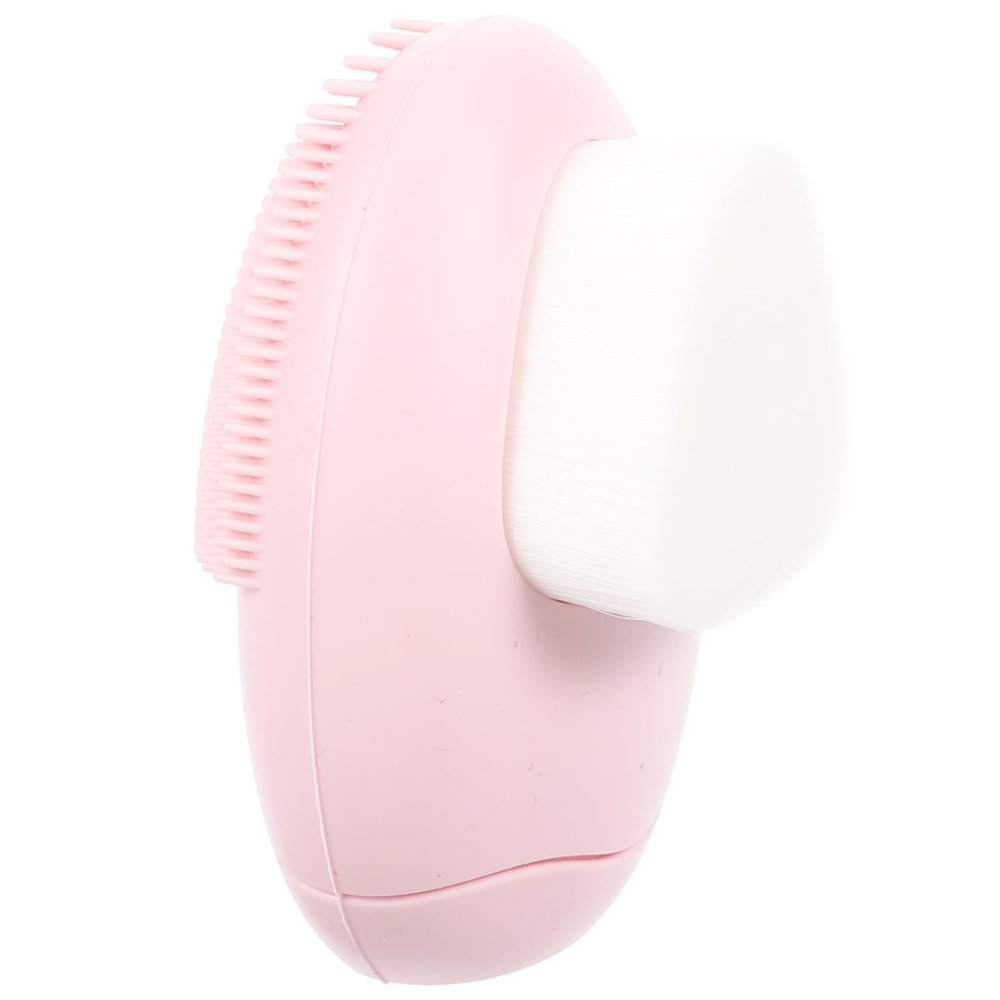 Double-Sided Manual Facial Cleansing Brush, Pink Silicone