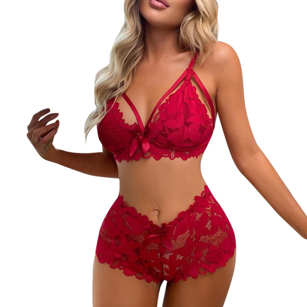 WILLBEST Women's Sexy Curvy Lingerie Set, Cotton Underwear, Babydoll with Bra, Turquoise