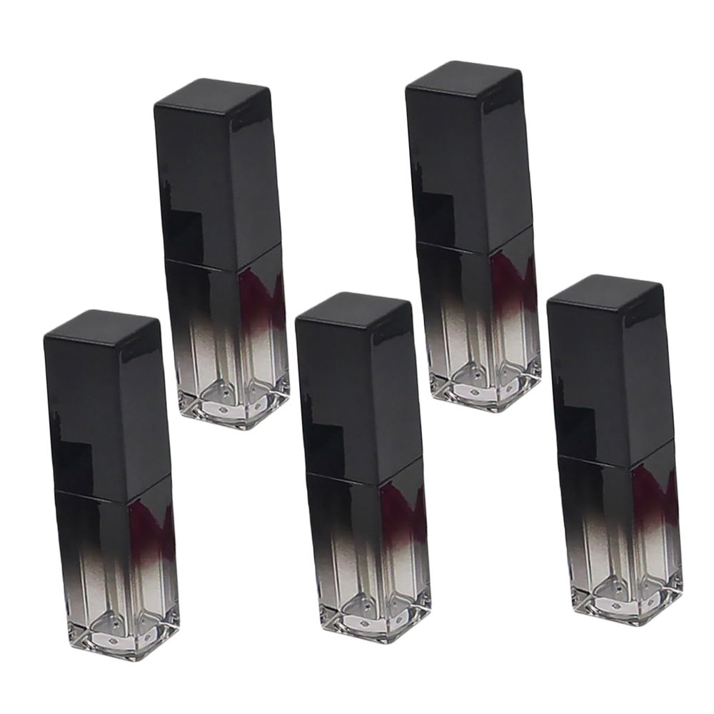 Pack of 5 mL Black Square Plastic Lipstick Tubes